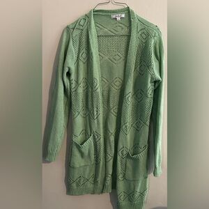 $3 bundle sale Le Dor crochet sweater- L/XL- spring green- mid length